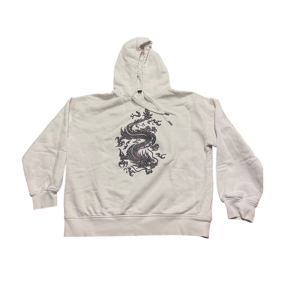 Maje Tragon White Sweatshirt Hoodie w/Embellishments - No Size